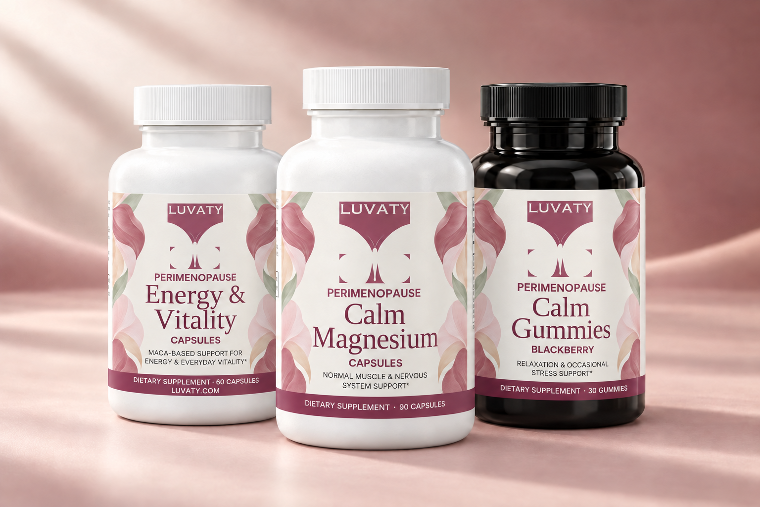 Perimenopause Daily Balance Ritual — studio photograph of the three included products